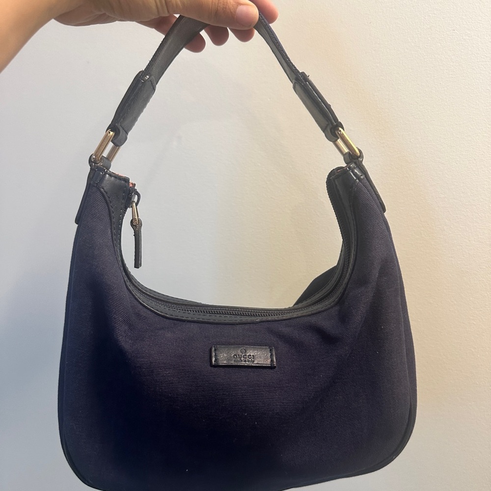 Authentic Gucci bleu Canvas(like denim)Hobo mini shoulder Bag